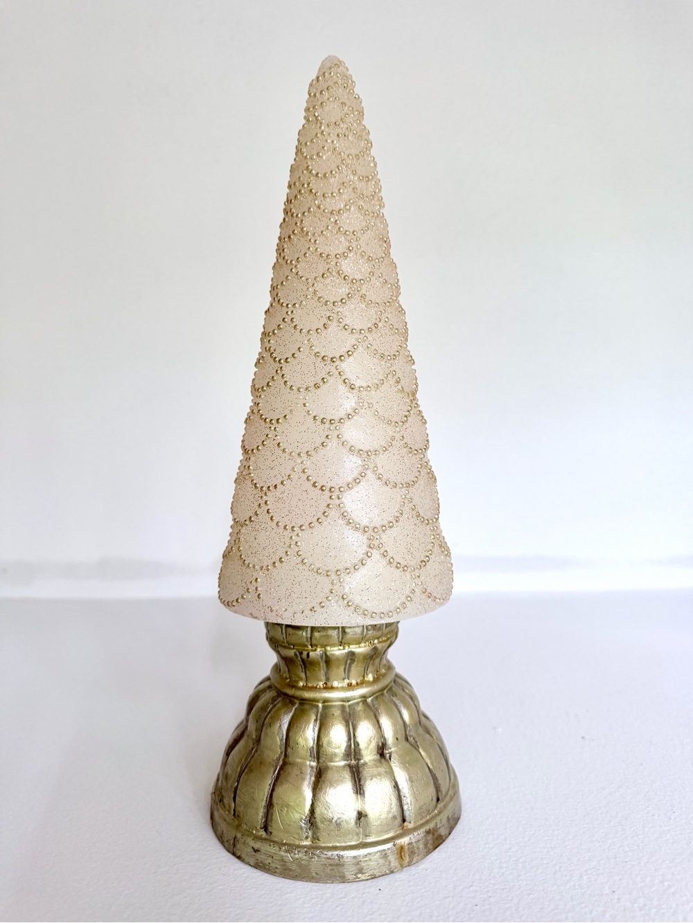 Three Illuminating Gold Wax Holiday Cone Trees - Picture 14 of 16